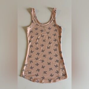 Light Pink Cat Print Tank Top